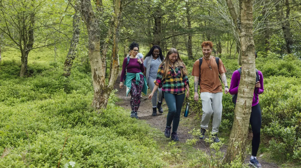 Group of people on a nature walk together