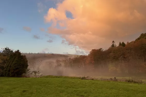 Sunset over fields