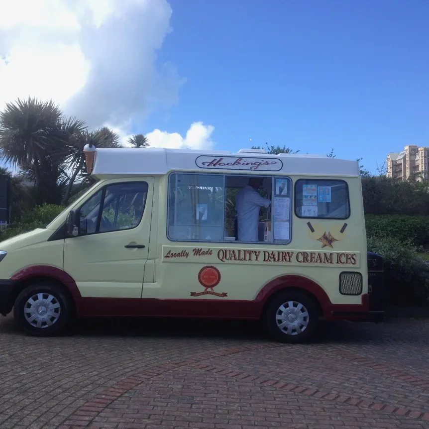 A Hockins ice cream van parked near the Landmark Theatre in Ilfracombe