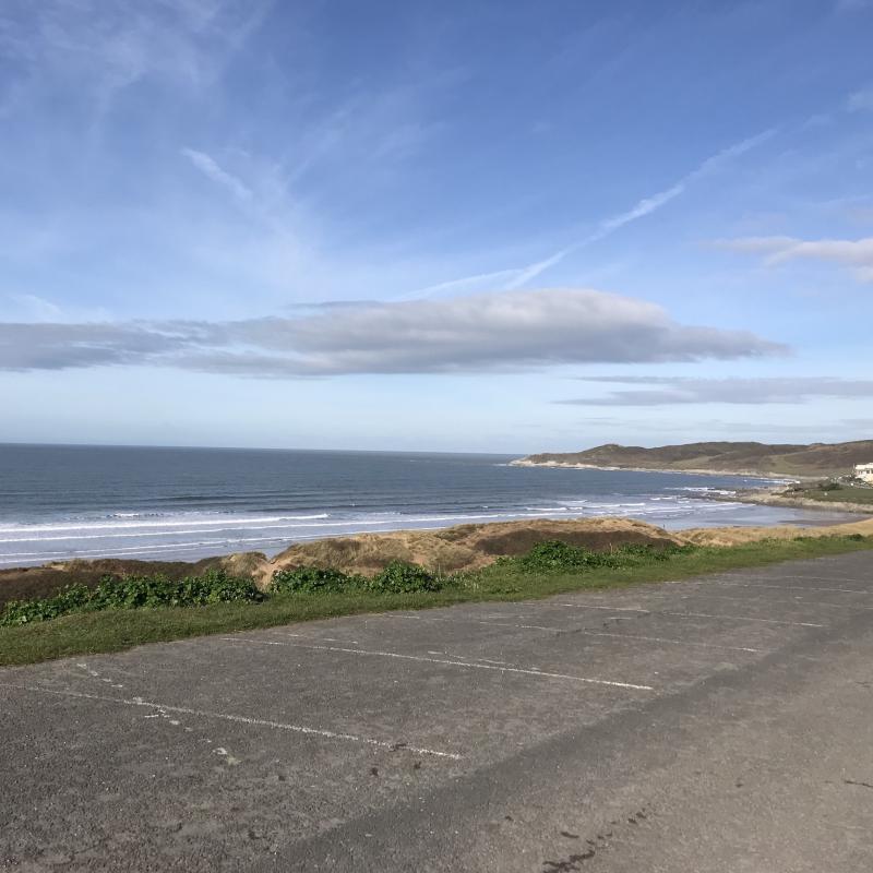 Carpark overlooking the long sandy Woolacombe Beach