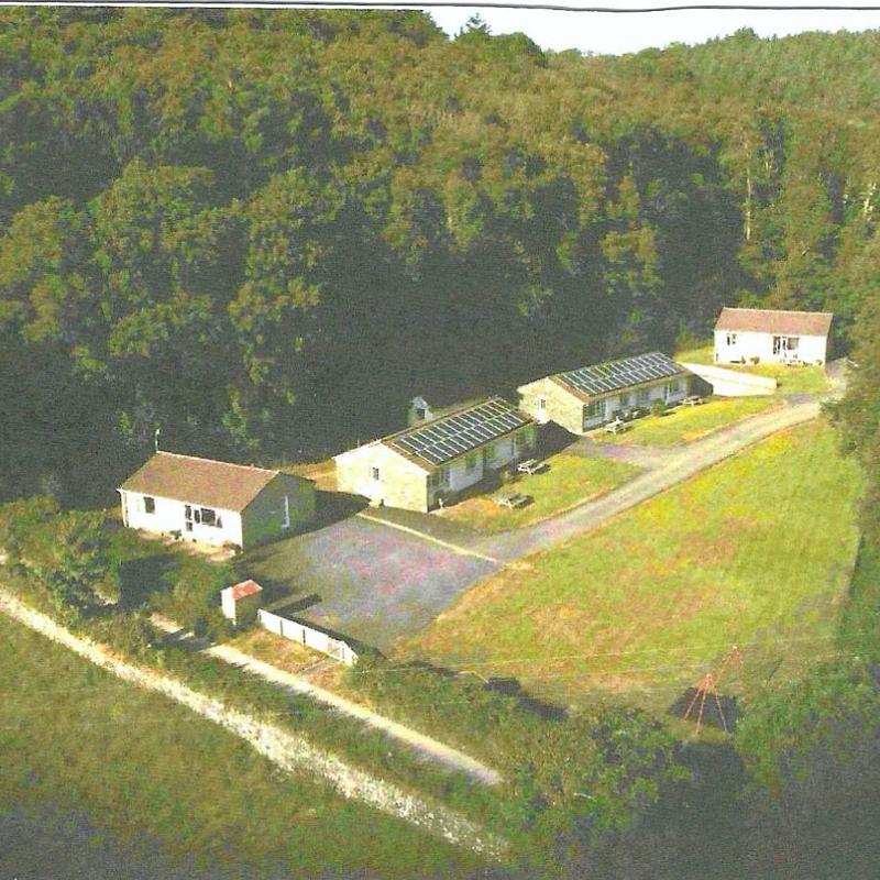 Spreacombe Drone photograph, Spring, looking out to the sea