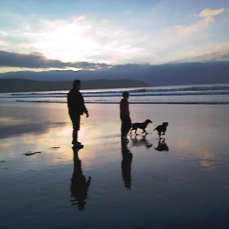 Sunset on Woolacombe Beach. Family walk with the dogs before returning to our cottage