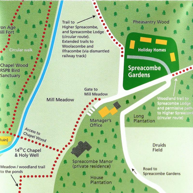 Map of Spreacombe Gardens Spreacombe
